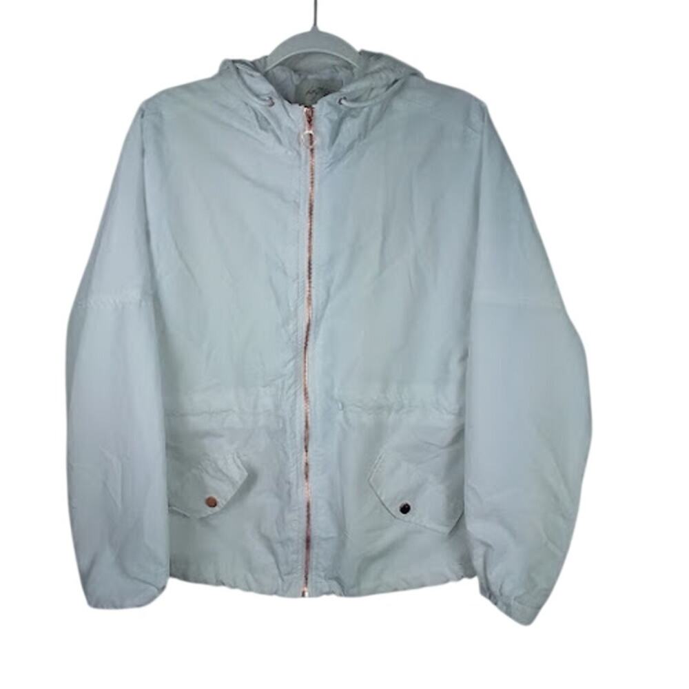 Daytrip White Hooded Windbreaker Jacket Lightweight Zip Front Size‎ M